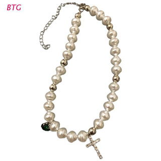 BTG collar de perlas de imitación Irregular joyería diamantes de imitación colgantes de cristal de cruz