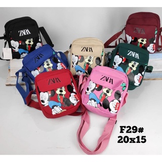 La última marca coreana de las mujeres de la eslinga bolsa de la niña coreana bolsa X1S7 Zara Mickey Mouse Material de lona F