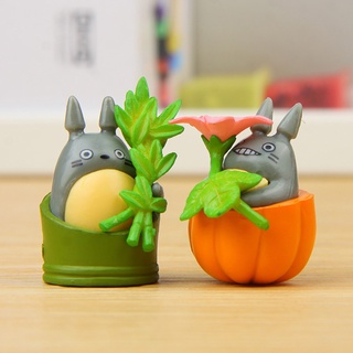 YIYUN Lindo Figurilla en miniatura Artesanía Decoración Bonsai Micro paisaje Miniatura 8 piezas Mi vecino Totoro Oficina Modelo Totoro Anime japonés Adorno de jardín de hadas (5)