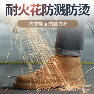 Zapatos De Seguridad De Los Hombres Ultraligero Suela Suave De Acero Puntera Alta Parte Superior Transpirable Soldadura Trabajo Botas (8)