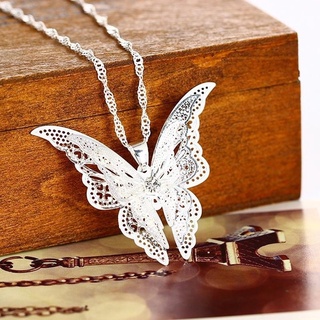 Nuevo collar con colgante de mariposa de plata de ley 925 20" joyería para mujer