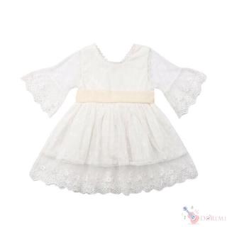 Vestido De Princesa con encaje blanco blanco para niñas (8)