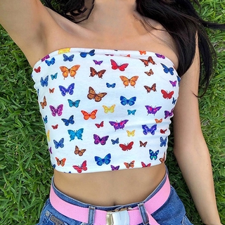 Blusa De moda sin mangas para mujer con estampado De mariposa