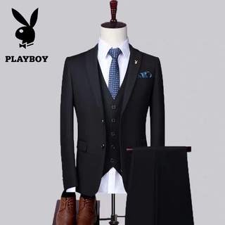 Playboy traje de los hombres de negocios Casual entrevista trabajo profesional Slim Fit estudiante traje de novia vestido