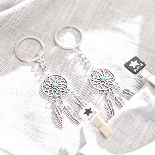 Creative feather tassel acrylic metal keychain imitation keychain bag pendant