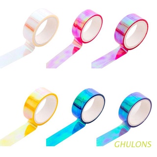GHULONS Glitter Rainbow Laser Washi Tape Stationery Scrapbooking Decorative Adhesive Tapes DIY Masking Tape
