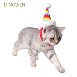 dingwen encantadora mascota sombrero de navidad gatito gato sombrero santa claus gorra animales pequeños cabeza accesorios arco iris conejo ratas hámster disfraz decoración/multicolor (1)