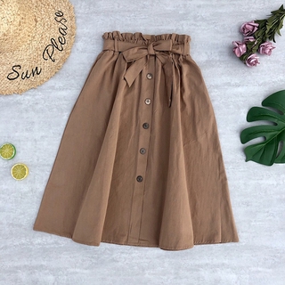 Las mujeres faldas de moda de cintura alta falda de las mujeres de primavera verano Midi faldas para mujer cintura elástica señoras faldas con cinturón (1)