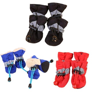 *AS* 4pcs Winter Waterproof Pet Dog Shoes Anti-slip Rain Warm Footwear Sock Booties (1)