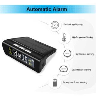 Sistema de monitoreo de presión de neumáticos USB TPMS Recarga Solar HD pantalla Digital LCD inalámbrica/alarma de coche (5)