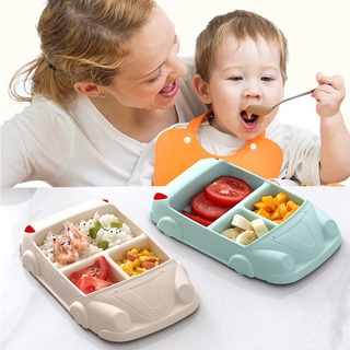 bebé contenedores de alimentos de fibra de bambú bebé conjuntos de alimentación de los niños vajilla en forma de coche tazón taza platos