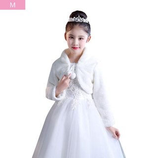 rig beige blanco elegante cálido de piel sintética chal de boda flor niña envoltura de felpa corto abrigo de hadas matrimonio accesorios (6)