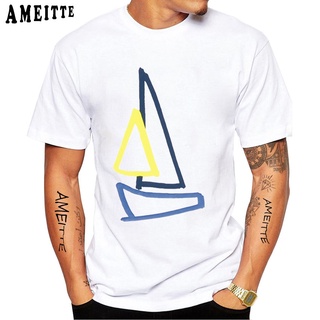 Vela barco impresión amante impresión camiseta nuevo verano hombres manga corta ropa blanca moda Hip Hop