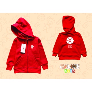 Kpop Exo Logo sudadera con capucha con cremallera para niños