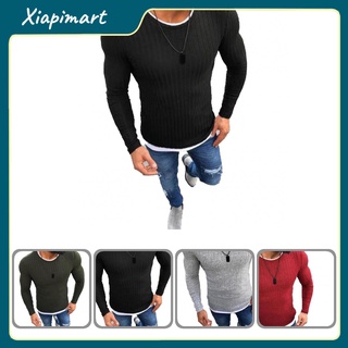 xiapimart- regular largo jersey cuello redondo hombres suéter de punto fácil desgaste para uso diario