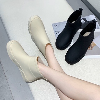 Gruesa cubierta de zapatos de agua zapatos de cocina de comestibles zapatos de compras japonesas de moda botas de lluvia de las mujeres impermeable antideslizante tubo corto botas de lluvia caliente gruesa cubierta de zapatos de agua zapatos de cocina de