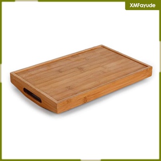 [xmfayude] bandeja rectangular para servir con asas, bandejas rústicas de mayordomo de madera marrón, para servir alimentos y bebidas, mesa de café