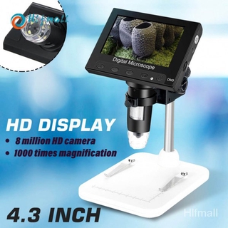 1000x ''pantalla LCD Digital de vídeo electrónico microscopio HD 1080P 8 luz LED
