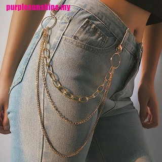 [PSMY]cinturón largo con cadena de cintura Rock Punk pantalón llavero para mujer