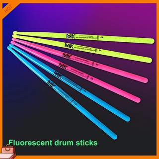 (albremen) 1 par de palos de tambor de nailon coloridos luminosos que brillan en la oscuridad para batería