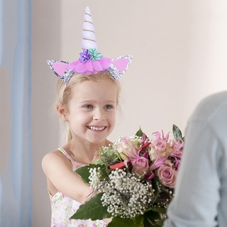 tuogang 1pc banda de pelo niños fiesta de cumpleaños decoraciones unicornio diadema mujeres flor lindo princesa floral corona headwear/multicolor (6)