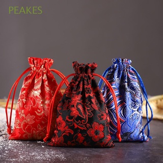 PEAKES Caramelo Bolsa de|Corbata Bolsa de embalaje de joyería Bolsa Mini Partido Boda Favor Bordado Cordón Satín/Multicolor