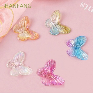 hanfang 10pcs joyería hacer encanto mariposa colgantes collar hallazgo 31.5x41x4.5mm transparente diy electroplaca material de joyería acrílico mariposa pendientes encontrar/multicolor