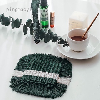 Pingmaoyi - posavasos de lino de algodón, tejido a mano
