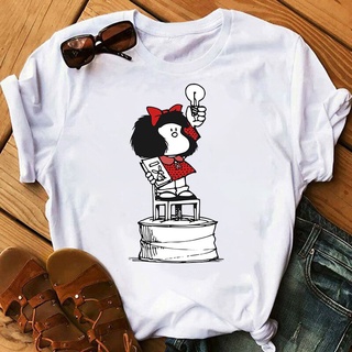 Mafalda T-shirt Mujeres Verano harajuku Letra Impresión De Manga Corta Moda Creatividad Casual Chica Tops Tee 90s Dibujos Animados Camiseta Femme (4)