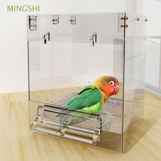 mingshi pet bird baño para jaula canary parrot bañera birdbath periquitos transparente colgante ducha sin fuga acrílico caja de baño/multicolor
