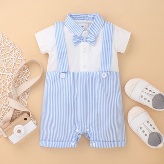 Conjunto De ropa para bebé niño caballero Camisa Manga corta+Shorts con tirantes
