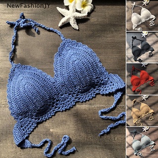 [newfashionjy] bikini crop top crochet boho bralette halter cami de punto sujetador tank top venta caliente