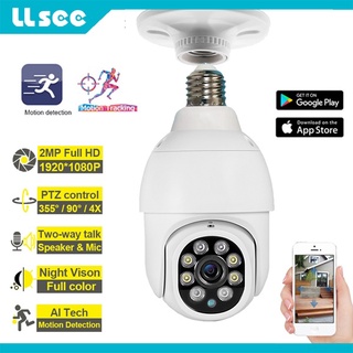 Llsee 1080P 360 PTZ cámara con WIFI luz LED E27 bombilla enchufe de color fuente de alimentación visión nocturna IP seguimiento monitoreo uso al aire libre CCTV