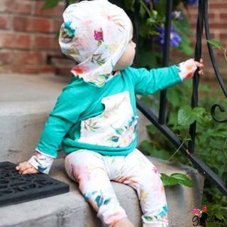Ljw-zz bebé niña niño algodón trajes conjunto sudadera con capucha de manga larga sudadera +flor pantalón conjunto para otoño invierno