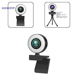 (jayscent) con micrófono cámara web 1080p/2k usb pc webcam relleno de luz anillo de luz de relleno para transmisión en vivo