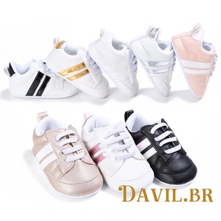 GB-Newborn Baby Sneakers Fashion Stripe Print Non-Slip Soft Sole Crib Shoes