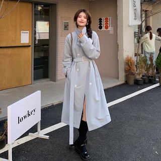 cortavientos de las mujeres doble botonadura vertical frita calle popular otoño coreano 2021 nuevo pequeño delgado manga larga abrigo tendencia (1)