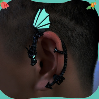 [TL] 1 pieza arete Punk luminoso en forma de dragón con Clip para oreja sin Piercing joyería