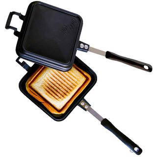 Sándwich a la parrilla Panini Maker caliente Sandwich Maker Pan antiadherente de aluminio Flip Pan, Toastie Maker & tostado sandwichera | Revestimiento antiadherente y asas resistentes al calor. Adecuado para uso en exteriores sin necesidad de electricida