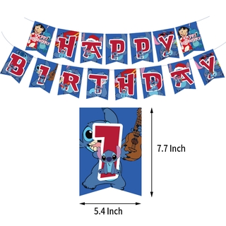 50 globos de látex Disney Lilo & Stitch, decoración de fiesta de bandera de feliz cumpleaños (6)