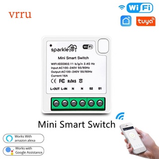 Tuya MINI Wifi Smart Switch 16A 2 Vías Control Temporizador Interruptores Inalámbricos/Life APP Funciona Con Alexa Google Home :