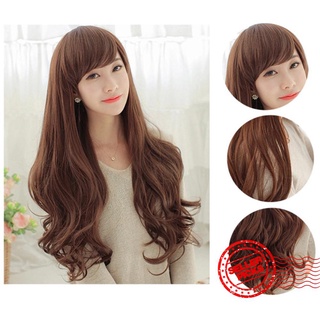 65cm mujeres peluca de pelo largo resistente al calor marrón recto peluca calidad rizado resistente cosplay v3t6
