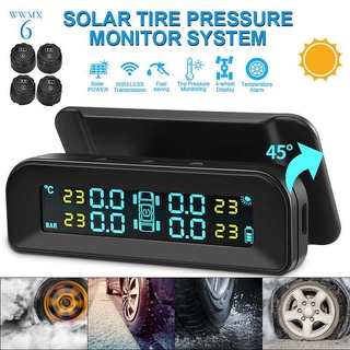 solar inalámbrico usb tpms coche neumático monitor de presión sistema hd pantalla lcd 4 sensor externo de presión de los neumáticos advertencia de temperatura (1)