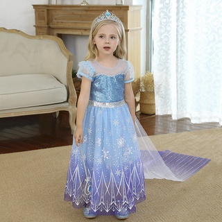 Fancy Girls Elsa Frozen Dress for Party Birthday Princess Dresses Children Halloween Party Clothes for 4-10 Years