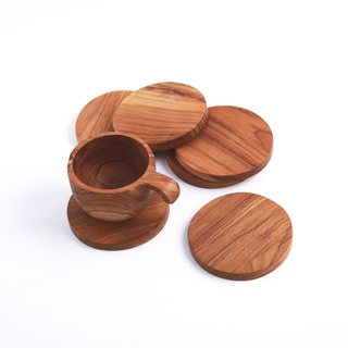 Redondeado - posavasos de madera, bandeja de madera, posavasos de madera, alfombrilla de taza
