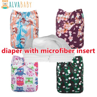ALVA Baby paño pañal 1Set con 3 capas de microfibra insertable reutilizable lavable pañales de bolsillo ajuste recién nacido a 36 polillas (1)