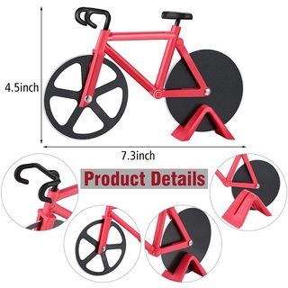 2 Pcs Bicycle Shaped Pizza Cutter Dual Cutting Wheels Bike Pizza Slicer with Stand for Pizza Kitchen Gadgets