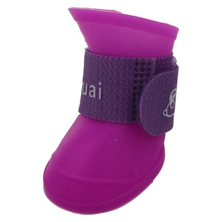 Púrpura S , Zapatos Para Mascotas Botines De Goma Perro Botas De Lluvia Impermeable (2)
