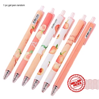 【Ready Stock】 Cute Peach Gel Pen Student Press 0.5mm Office Supplies Stationery Pen School M9H3 (1)