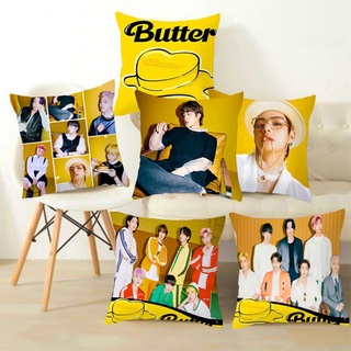 Bts Butter funda de almohada nueva Bts conmemorativa sofá funda de almohada coreano Popular blanco cuadrado 45x45cm funda de almohada con cremallera